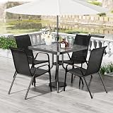 TLSUNNY Patio Dining Set 5 Pieces, All Weather Outdoor Furniture W/30"X 30" Table and 4 Stackable Textilene Chairs, Metal Table and Chairs for Lawn, Garden, Poolside, Backyard (Umbrella not Included)