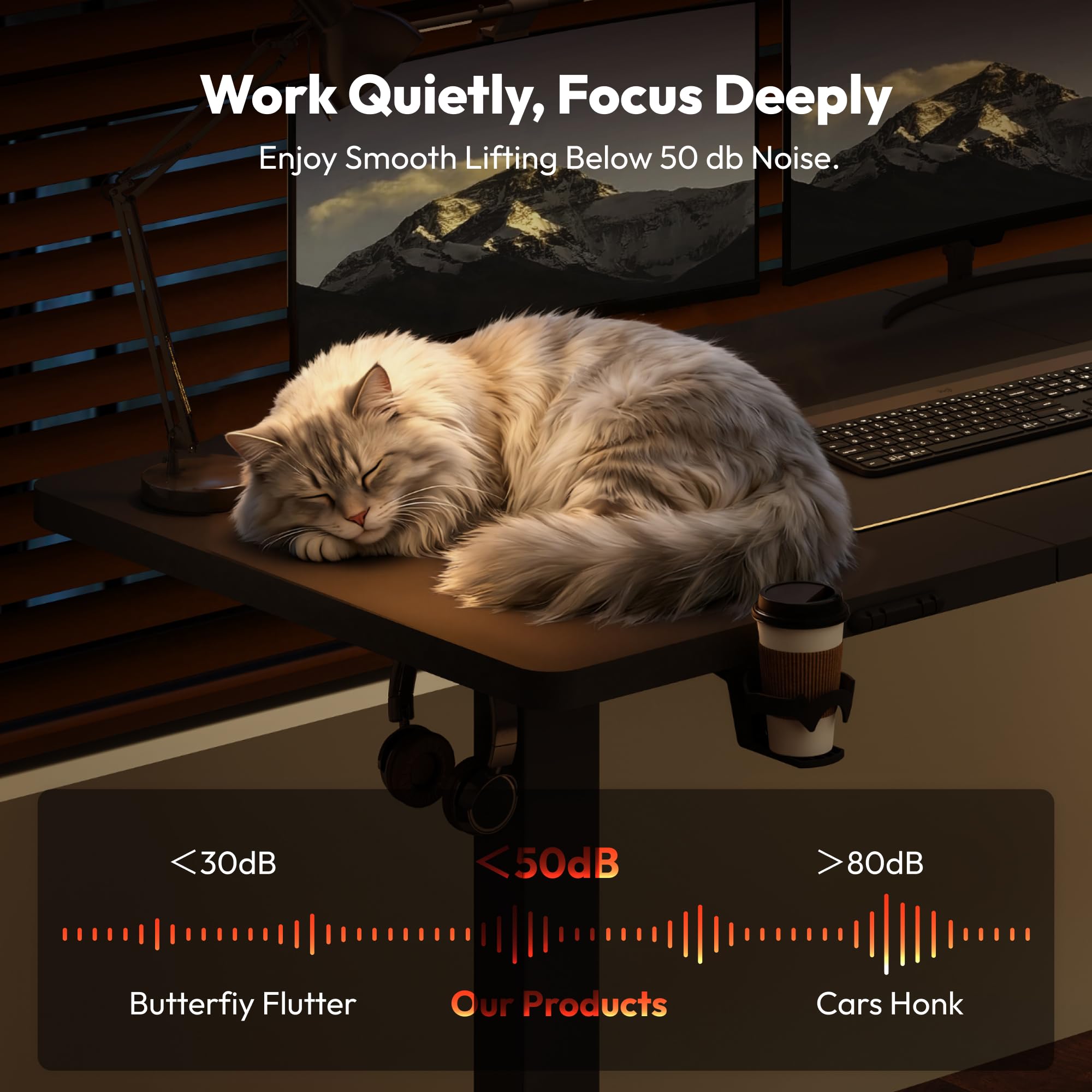 SANODESK Höhenverstellbarer Schreibtisch 110×54 cm – Kompakter Standing Desk mit praktischem Zubehör, ideal für kleine Räume, leise & sicher mit Anti-Kollisions-Schutz(schwarz) 6