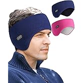 Lauzq Double-Layer Pro Ear Warmer Headband - Knit Fuzzy Lined Cold Weather Ear Muffs for Men Women Running Cycling Ear Covers