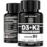 Vitamin D3 K2 with Magnesium Glycinate & Vitamin B6 | Magnesium 1500mg | D3 10,000 IU | K2 (MK7) 200mcg | Vitamin B6 10mg | Maximum Absorption | Immunity | Heart & Nerve Support | Vegan, Non-GMO
