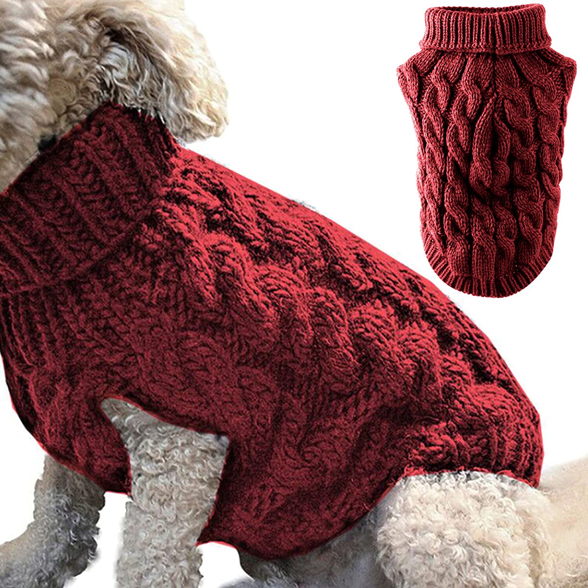 Pet Dog Turtleneck Knitting Sweater Coat Winter Warmer Thickening Pullover Knitwear Crochet Coat Clothes for Small Dog Puppy Cat