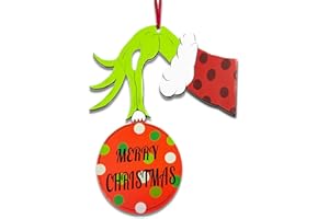 Happy Storm Christmas Door Decorations, 13.6'' x 16.6'' Thief Hand Whoville Wooden Front Door Hanger Sign Wreath, Christmas Ornaments Decor for Home Wall Indoor Outdoor Xmas Holiday Party Supplies
