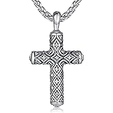 F4DEDAN Cross Necklace for Men 925 Sterling Silver Men's Cross Necklace Catholic Religious Gifts