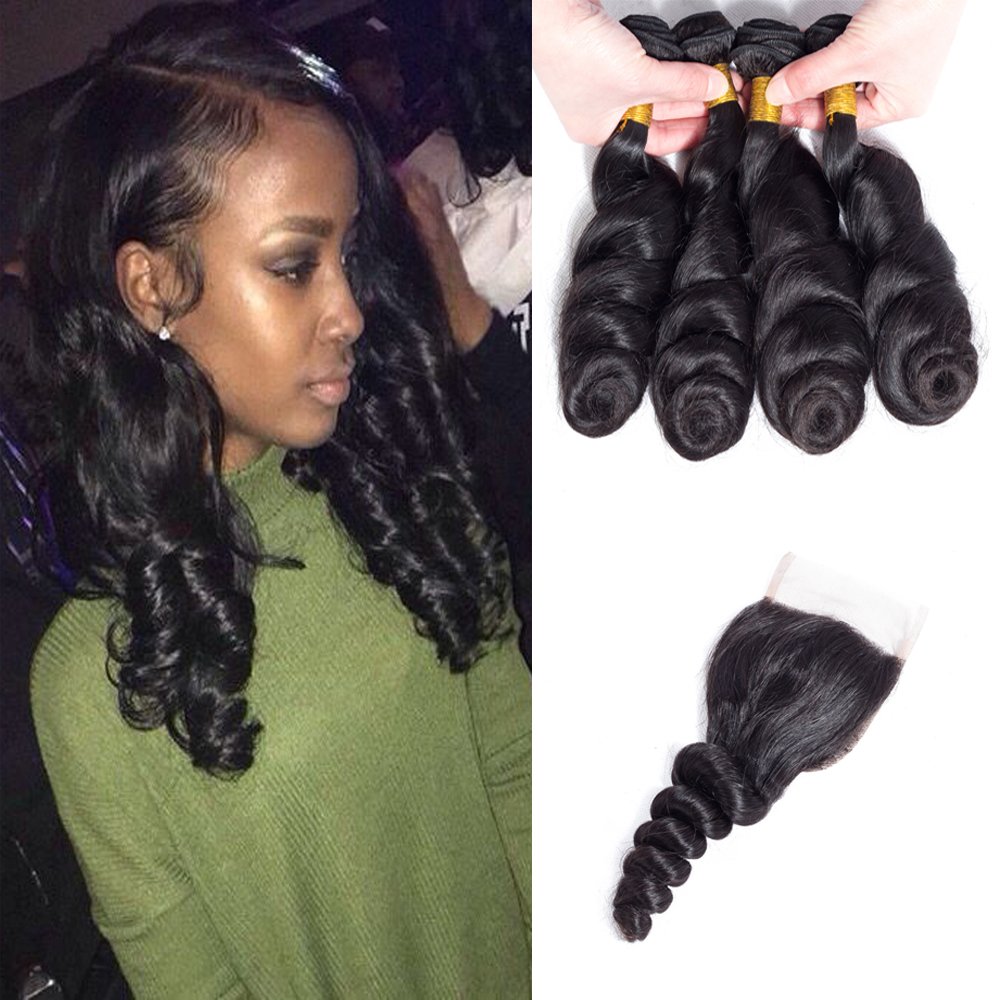 Amazon Com Juyouya Brazilian Virgin Hair Loose Wave Hair Weave 3