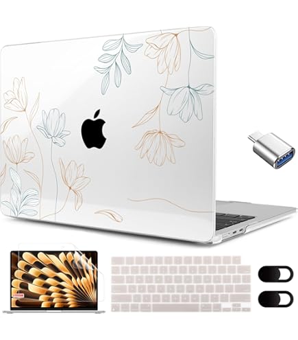 Tuiklol For 2025 2024 2023 MacBook Air 15 Inch Case M4 M3 M2 Chip, Model A3241 A3114 A2941 Hard Shell Case With Keyboard Cover & Screen Protector For MacBook 15.3'' Cover, Blue-Berries