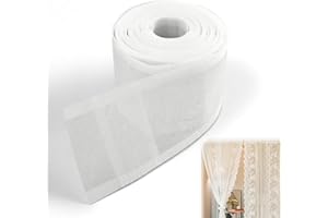 1 Roll of 10.9 Yards Translucent Curtain Pleated Tape, 4 Inches White Nylon Drapery Header Tape, Pleating Sewing Curtain Rod 