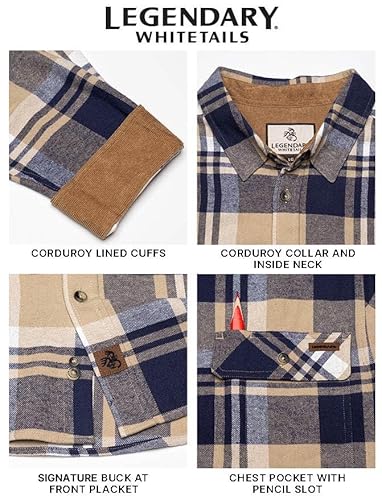 thumbnail: Legendary Whitetails Buck Camp Flannel – Lange Mouwen, Corduroy Manchetten | Casual Overhemd Voor Heren In Grote Maten