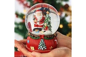 KELIVOL 100mm Christmas Snow Globe, with 8 Music and Color Lights, Music Water Snowball, Santa Claus, Snowman, Reindeer, Music Box, Christmas Decoration, Xmas for Kids(Christmas Tree)