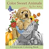 Color Sweet Animals: A Grayscale Coloring Book