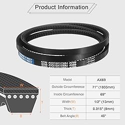 uxcell 4Pcs AX69 EPDM V-Belt, Raw Edge Cogged
