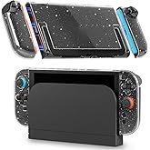 RHOTALL [Upgraded Version & Easy to Put Into The Dock] Clear Glitter Dockable Case for Nintendo Switch 2 2025,Protective Hard PC Shell,Slim Transparent Glitter Cover Compatible with Switch 2