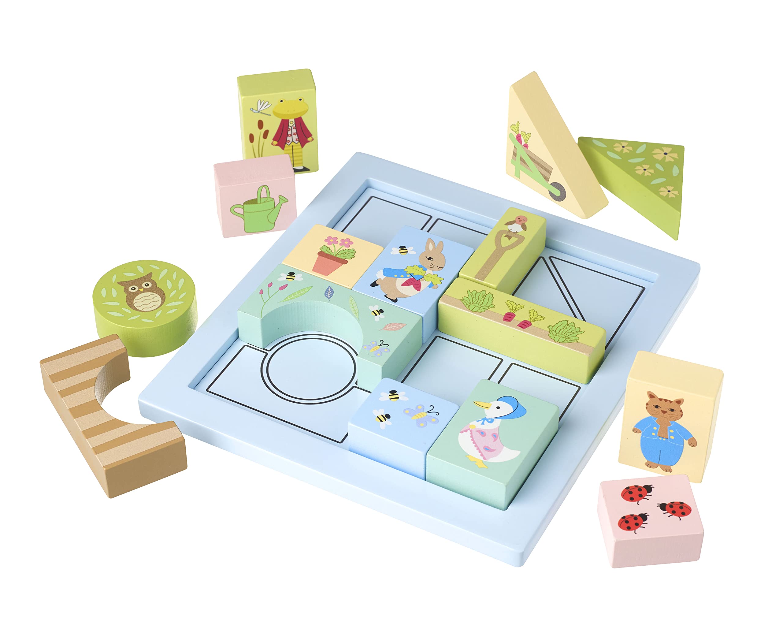 Orange Tree Toys - Peter Rabbit Wooden Puzzle Tray - Different Shapes, Blocks for Toddler - Early Development & Activity Toy - Official Licensed Gift