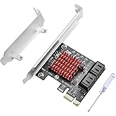 ELUTENG PCI-E to SATA Adapter 4 Port PCIe Expansion Card 6Gbps SATA 3.0 Controller PCI Express Controller Card with Low Profi