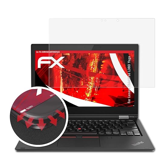 atFolix Schutzfolie passend für Lenovo ThinkPad L380 Yoga Folie, entspiegelnde und Flexible FX Displayschutzfolie (2X)