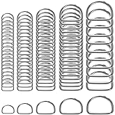 Ewparts Metal D Ring Multi Size Heavy Duty D Ring 0.5 inch,1 inch,1.5 inch Metal Rings None Welded Pack of 90 for DIY Dog Collars, Sewing,Backpacks, Webbing Straps,Macrame,Keychain Lanyard