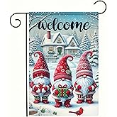 BlissYard Christmas Gnomes Garden Flag 12x18 Double Sided Vertical Gnome Cardinal Outdoor Decorative Flag for Outside Xmas Farmhouse Flag Winter Christmas Holiday Yard Lawn Garden Banner