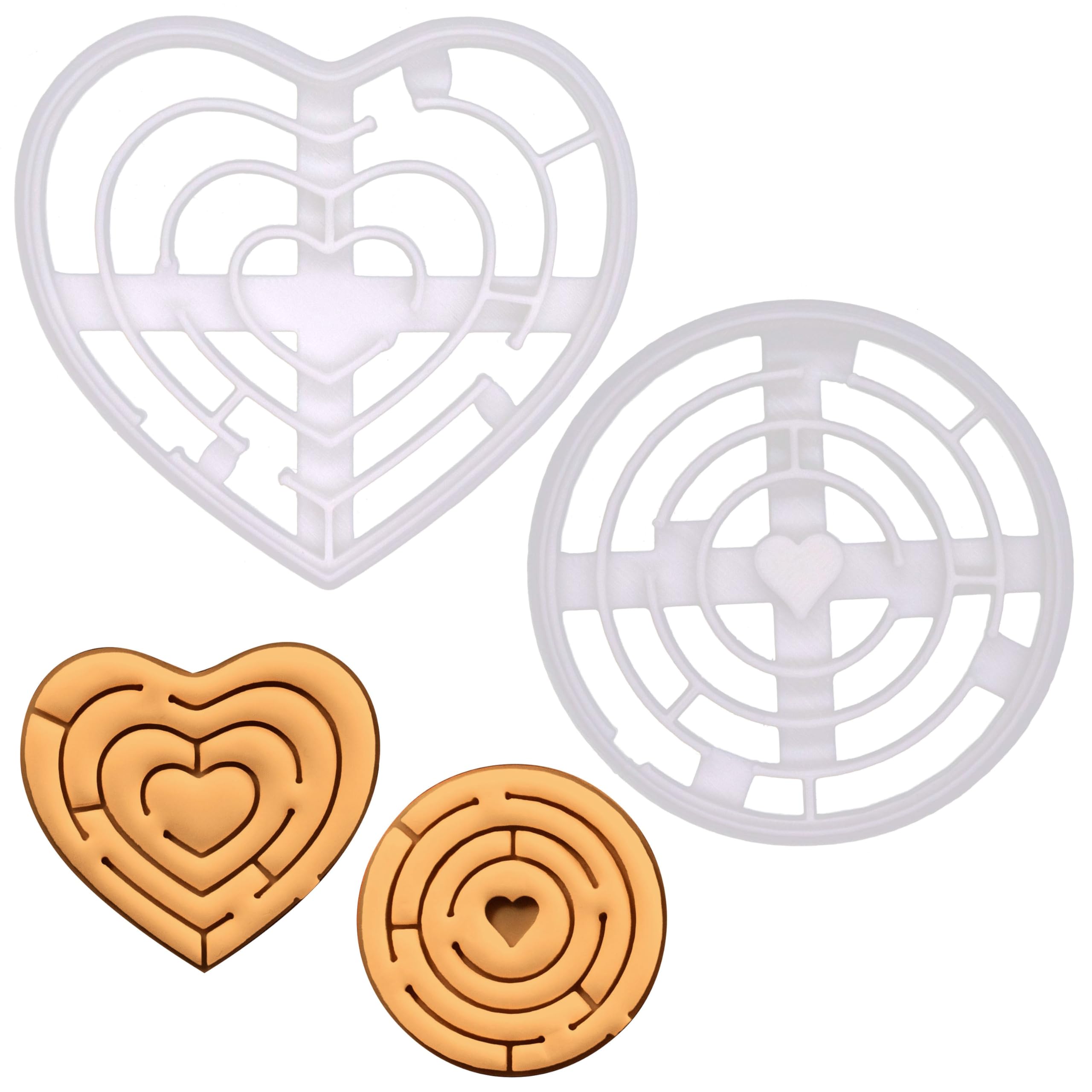 BAKERLOGY Set of 2 Maze Cookie Cutters (Designs: Love Maze and Puzzle to My Heart)