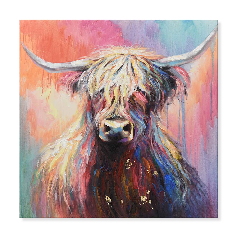 Shukqueen Cow Oil Painting by Number, DIY Oil Painting Kit for Beginner, Adults, Gift for Friends and Framily, 20x26 Inch (Frameless)