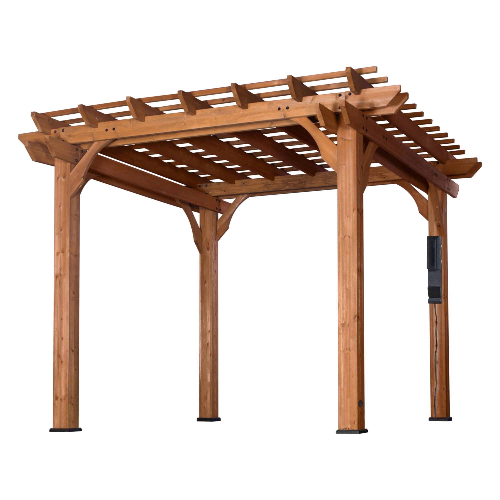 Photo 1 of ***PARTS ONLY***
Backyard Discovery Beaumont 10' x 10' Traditional Cedar Wood Pergola Kit with Trellis Roof, All-Season Durability, High-Wind Rating, PowerPort, Shade for Outdoor Patio, Deck, Garden, and Entertaining
