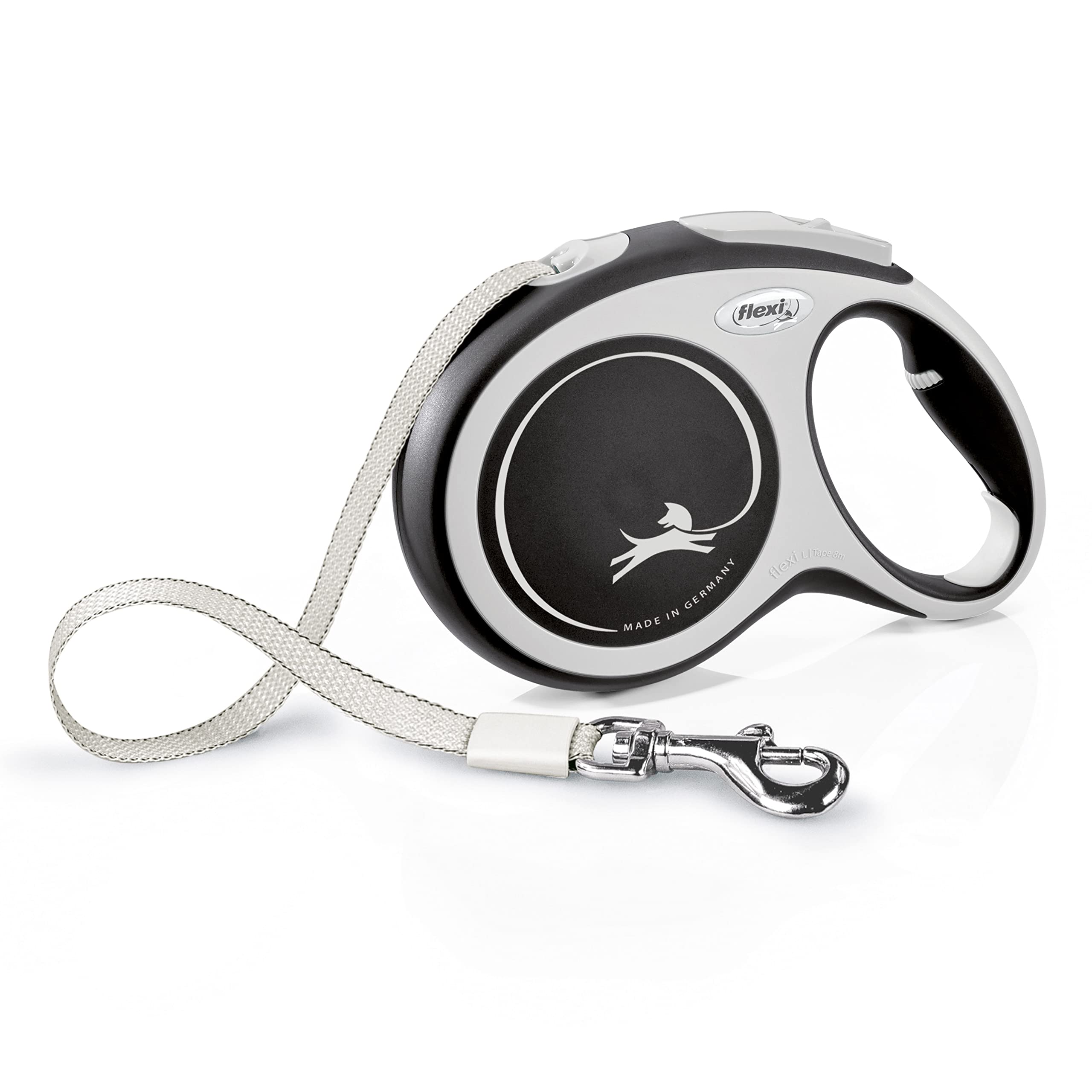 flexi Comfort L Tape 8 m black, retractable leash for dogs up to 50 kg