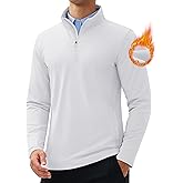 MAGCOMSEN Quarter Zip Pullover Men 1/4 Zip Golf Jacket Fleece Lined Water Resistant Sweatshirt 2 Zipper Pockets Winter