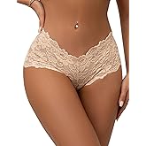ohmydear Womens Floral Lace Boyshorts Sexy Cheeky Panties Underwear Plus Size Hipster Briefs S-5XL
