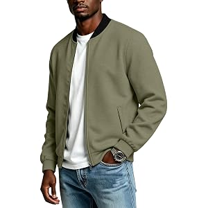 Vividcrate Mens Lightweight Jackets 2026 Classic Baseball Collar Full Zip Up Jacket Spring Windbreaker Jackets for Men