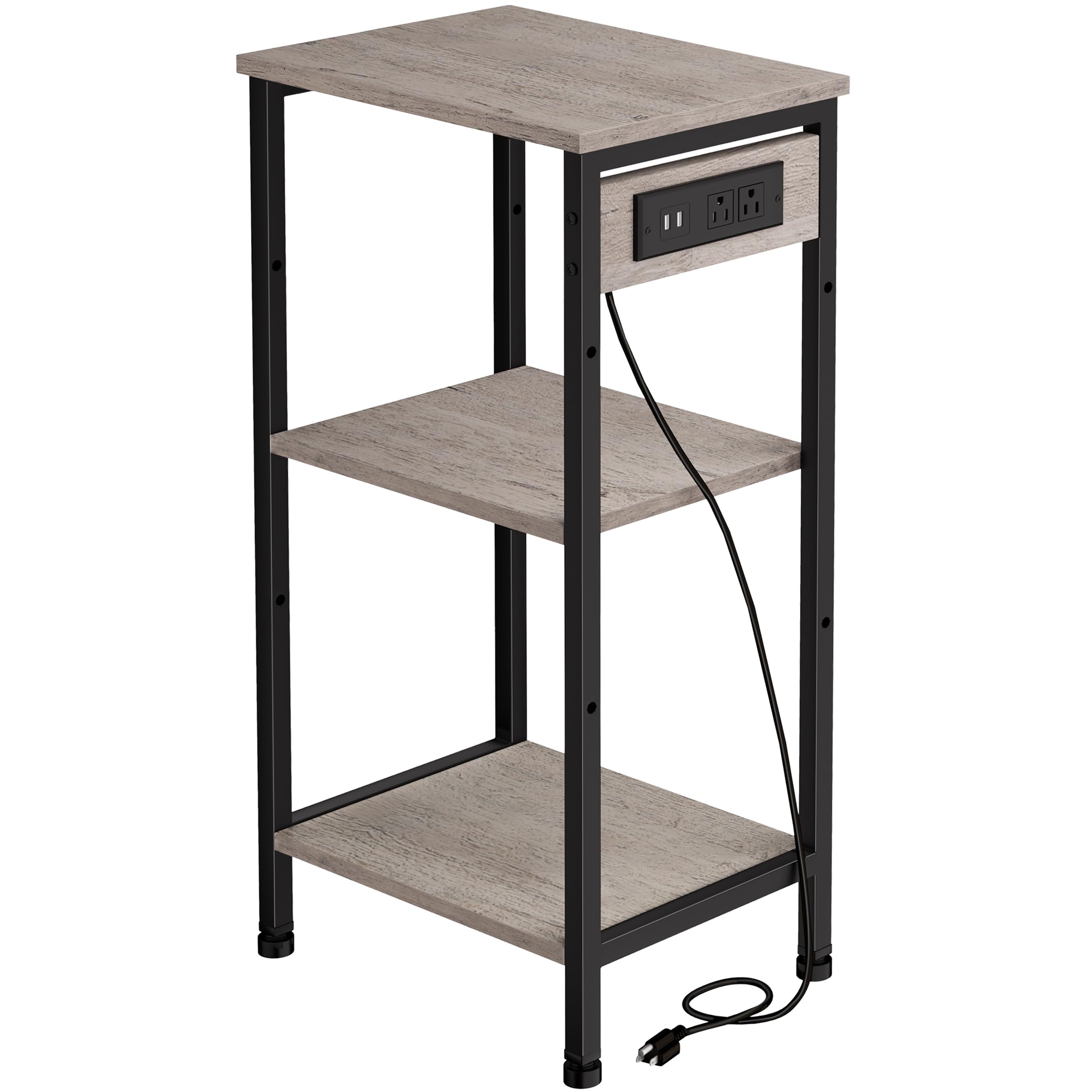 Asgolion Tall End Table with Charging Station, 3