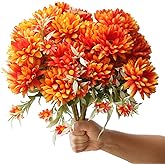 YXYQR 6 Pack Artificial Marigold Silk Flowers Bouquet, Burnt Orange Fake Mums Chrysanthemums, 30 Heads Faux Marigolds for Wedding Indoor Outdoor Vase Table Porch Home Halloween