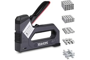 YEAHOME 6-in-1 Staple Gun Heavy Duty, Upholstery Manual Brad Nailer Power Adjustment Stapler Gun with 5000 Staples for Fixing Material, Wood, Crafts, Carpentry, Decoration DIY