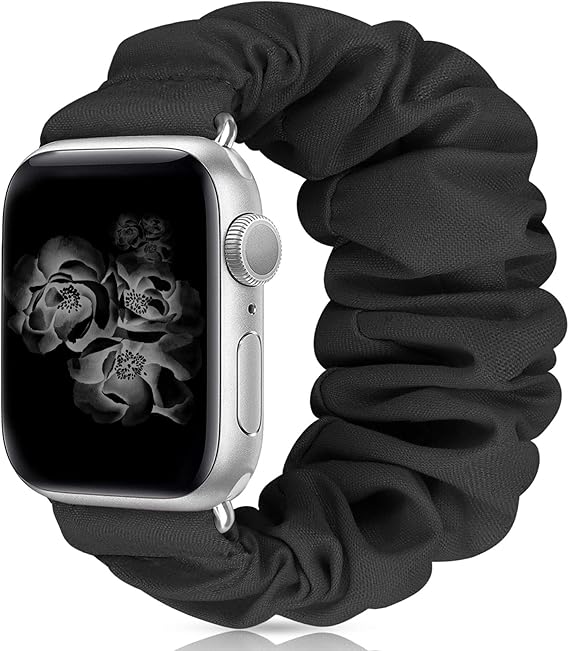 Amazon Com Scrunchie Watch Band Compatible With Apple Watch Band 38mm 40mm 42mm 44mm Apple Watch Series 5 Band Soft Replacement Elastic Wristband Compatible For Iwatch Series 5 4 3 2 1 Black 38mm 40mm M