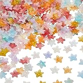 SOFPLATE 500Pcs Acrylic Flower Beads Floral Bead Caps Bulk Colorful Frosted Matte Lily 5-Petal Flower Transparent Spacer Bead Caps for Jewelry Making Bracelets Necklaces Earrings Supplies Adults