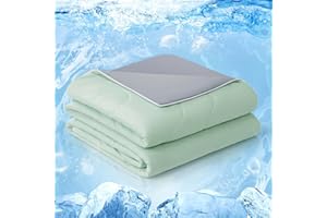 EASELAND Cooling Comforter King, Cold Touch Fabric Absorbs Body Heat, Double-Sided Cool Design Soft Fluffy Cooling Blanket for Night Sweats Hot Sleeper (Green, King(108"x90"))