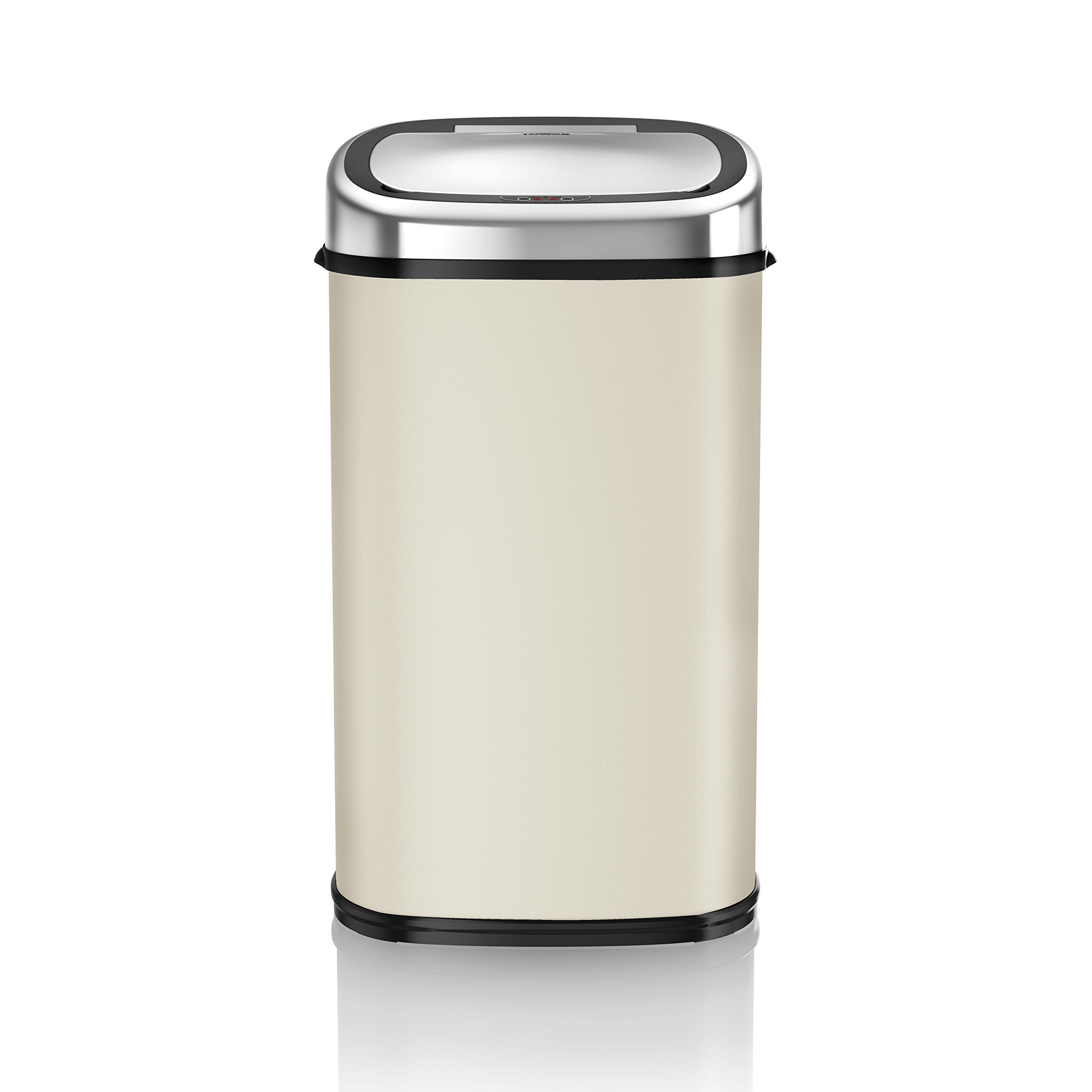 Tower T80903 Kitchen Bin with Sensor Lid, Automatic Soft-Close, Manual Override, Almond, 58 Litre, 27.4 x 40.2 x 70.9 cm