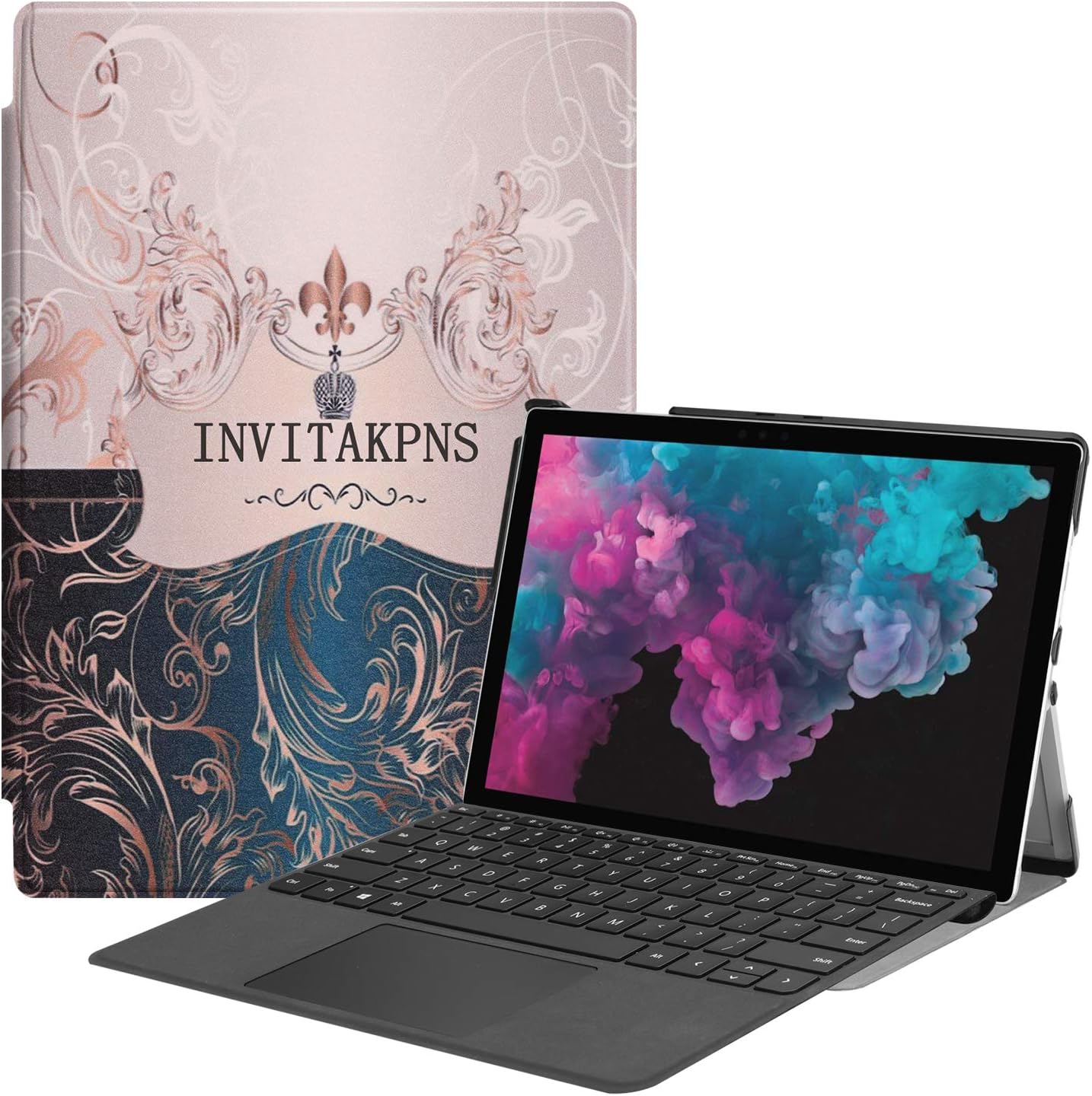 Surface Pro 7 Case, Ratesell Business Cover Pen Holder [Magnetic Lock Design] Compatible Type Cover Keyboard The Microsoft Surface Pro 7 / Pro 6 / Pro 5 / Pro 2017 / Pro 4 / Pro LTE French pattern