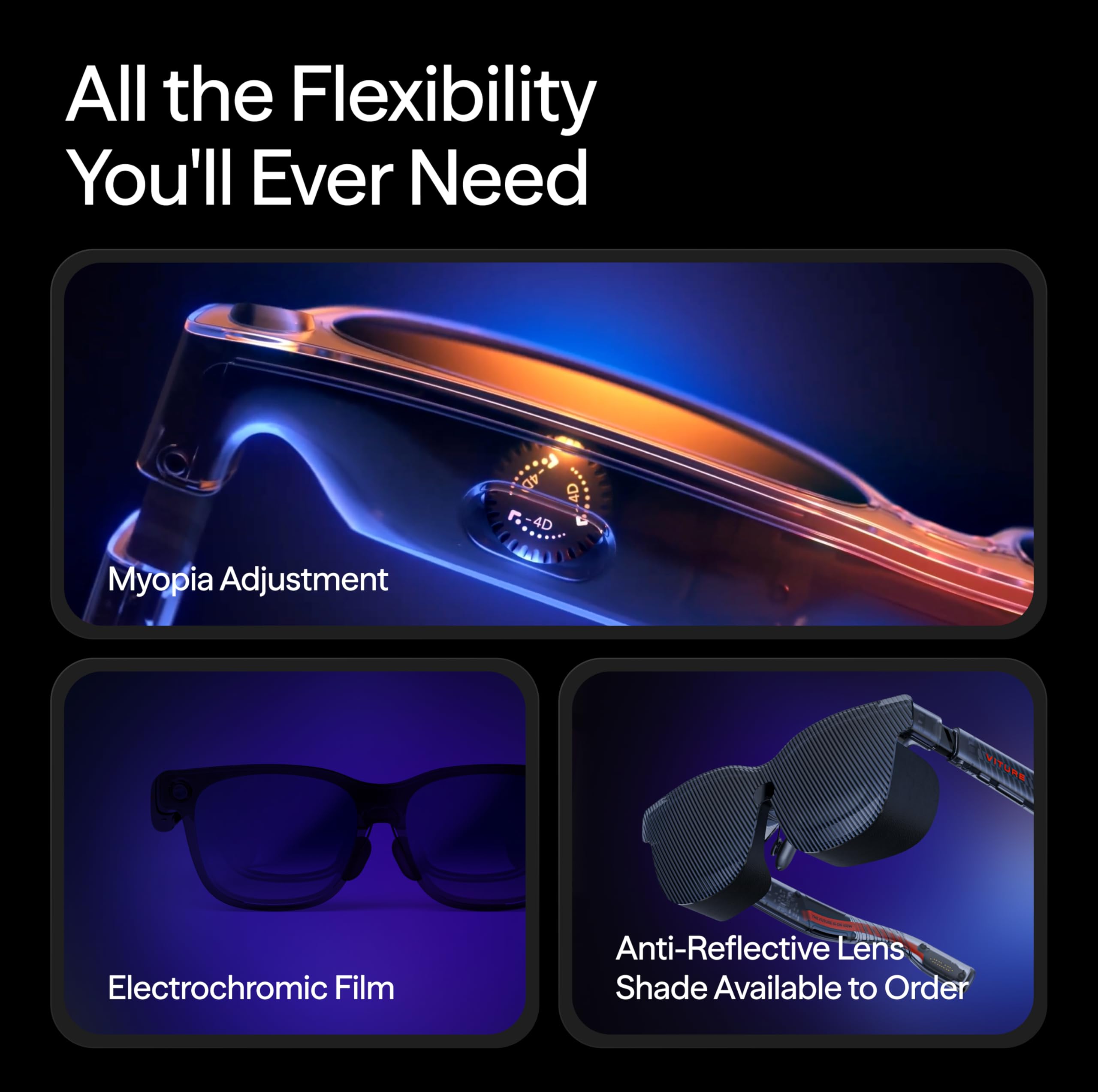 VITURE Luma Pro XR Glasses — 152” 1200p Ultra Sharp Display, 1000 Nits, 52° FOV, Dimming Adjustments, AR Glass for iPhone 17/16/15, Android, Mac, PC, Steam Deck, First-Ever XR Experience for Switch 2