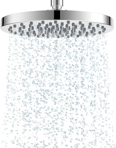 Hibbent 8 Inch Rain Shower Head High Pressure Chrome Stainless Steel Cover