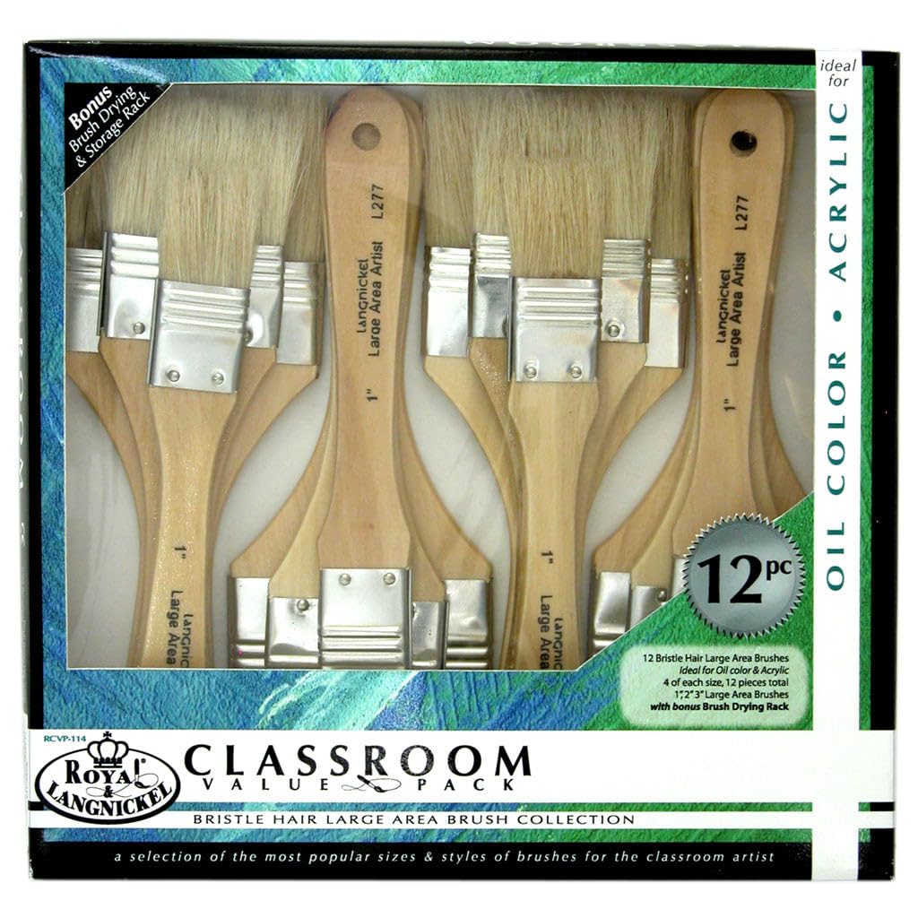 Royal and Langnickel Bristle Large Area Brush Set (Pack of 12)