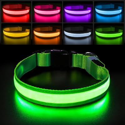PcEoTllar Light Up Dog Collar 7 Colors 9 Modes USB Rechargeable Waterproof