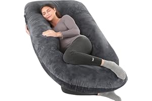 ELOVER Pregnancy Pillow Full Body 57 Inch Maternity Pillow with Removable Washable Cover-Sleep Support for Legs,Back, Neck,Shoulder,HIPS,Belly for Pregnent Women,Black Grey Velvet Cover