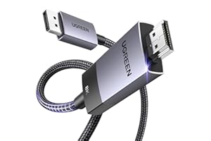 UGREEN 8K@60Hz Unidirectional DisplayPort to HDMI Cable 4K@120Hz Active DP 1.4 to HDMI 2.1 Cord HDR, HDCP2.3, DSC1.2a, 32.4Gb