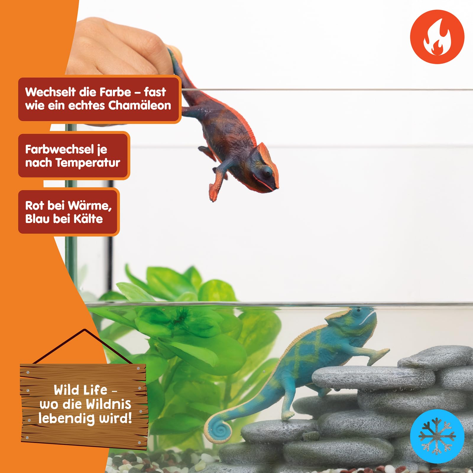 SCHLEICH WILD Life | Chamäleon 14858 | detailgetreue Tierfigur mit Farbwechsel | Zoo Spielzeug | tolles Geschenk für Jungen und Mädchen | Deko für Geburtstag | Spielfigur ab 3 Jahren | 10 x 3 x 5 cm 5