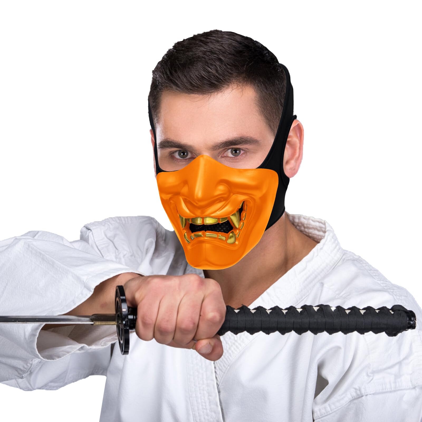 Tactical Half Face Mask,Airsoft Protective Mask for Halloween CS BB Gun Paintball Hunting Shooting Costume Party (Orange)