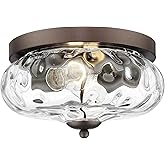 Darkaway Ceiling Light Fixtures Flush Mount Indoor Outdoor Ceiling Light with Water Ripple Glass Shade for Hallway Kitchen Be