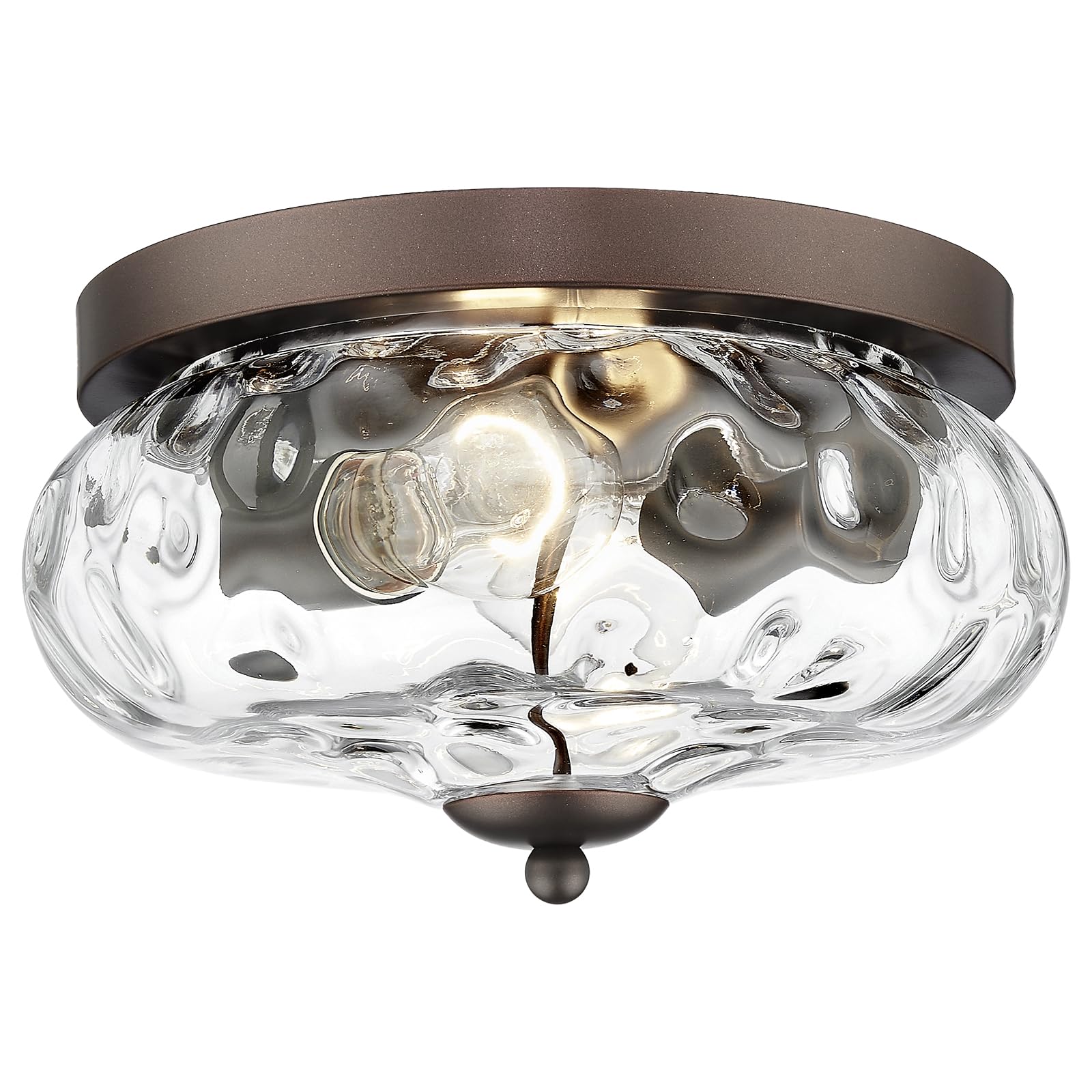 Photo 1 of Darkaway Ceiling Light Fixtures Flush Mount Indoor Outdoor Ceiling Light with Water Ripple Glass Shade for Hallway Kitchen Bedroom Porch Living Room Bronze Finish