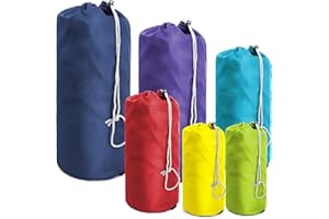 BeeGreen Ditty-Bags-Stuff-Cinch-Bags-for-Backpacking 6 Pack Small Drawstring with Dust Flap Compression Sack Bags Foldable Lightweight