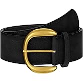 SANSTHS Women Wide Leather Belt for Dresses Jeans Fashion Thick Suede Waist Belts Ladies Chunky Belts
