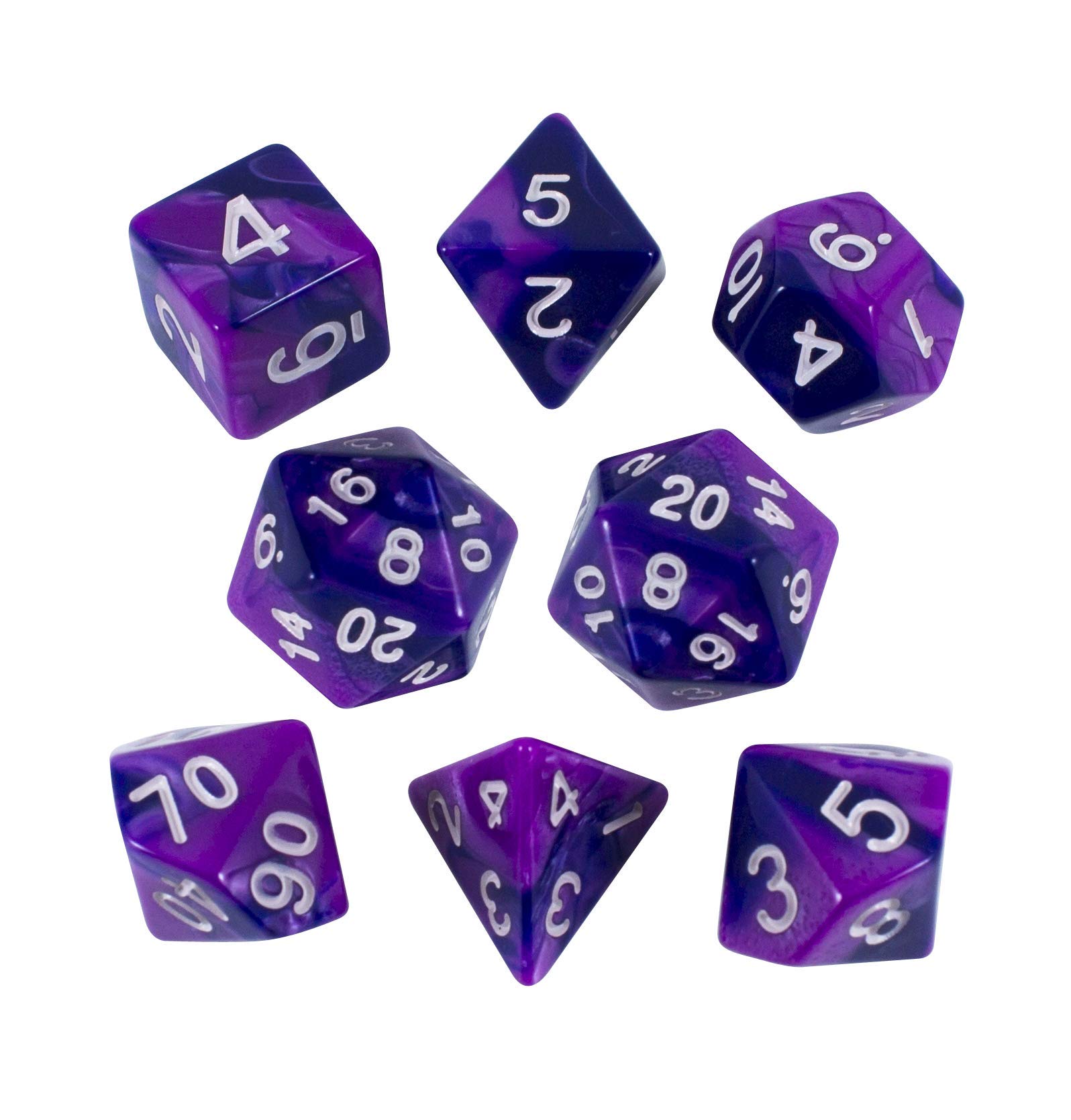 Paladin Roleplaying Purple and Indigo Dice - Expanded DnD Set with Extra D20 - 'Purple Worm'
