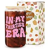 30th Birthday Gifts for Women,30th Birthday Gifts for Her Glass Cup In My THIRTIES Era Coffee Glass-30th Birthday Gift for Women 30 Year Old Gifts Idea For Mom, Friends, Co-Worker - 16 Oz (30th cup)