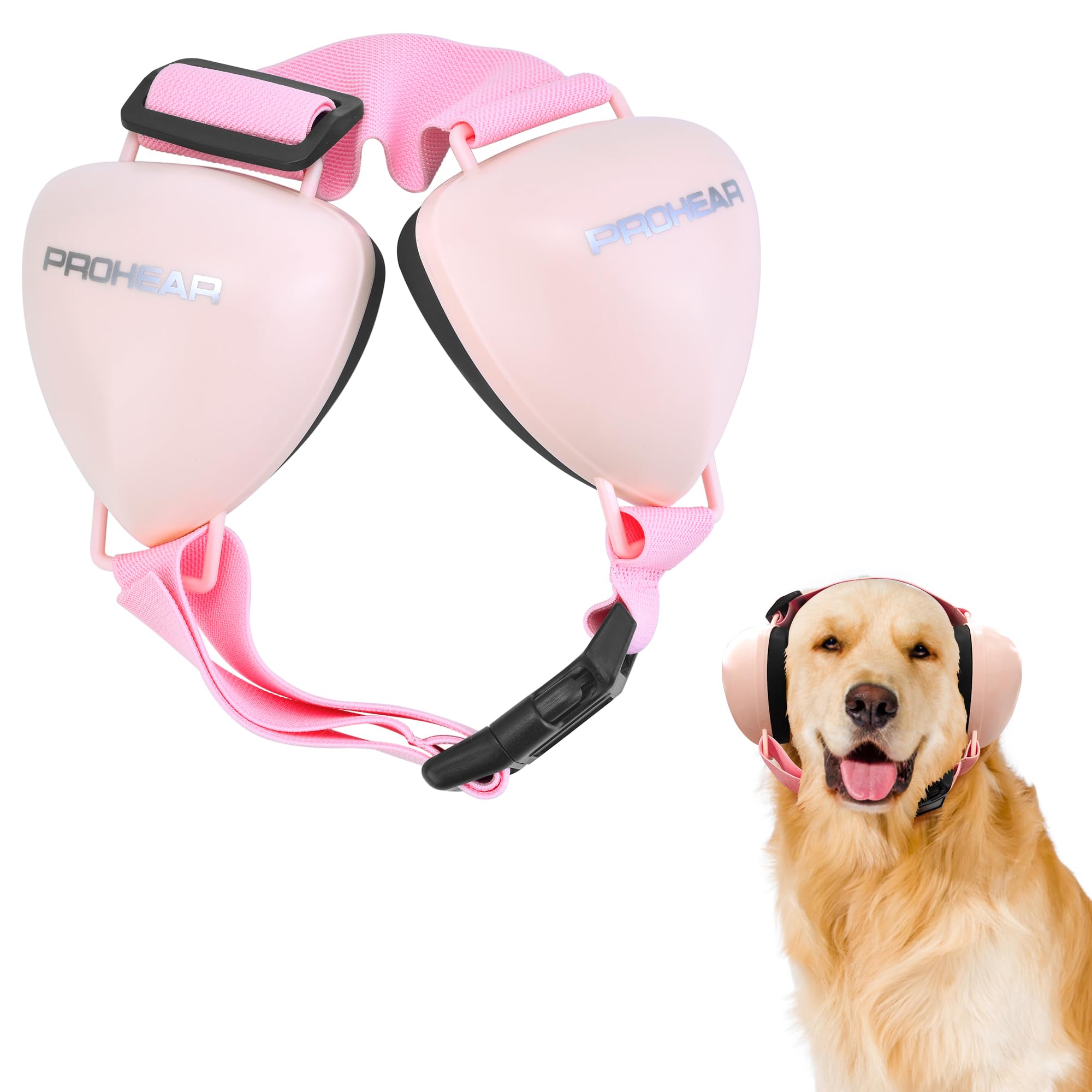 Photo 1 of PROHEAR Dog Ear Muffs Hearing Protection for Dogs, NRR 28dB Noise Cancelling Headphones, Easy to Adjust Dog Hearing Protection Earmuffs for Thunder, Hunting, Tourism, Cars, Racing, Medium, Pink
